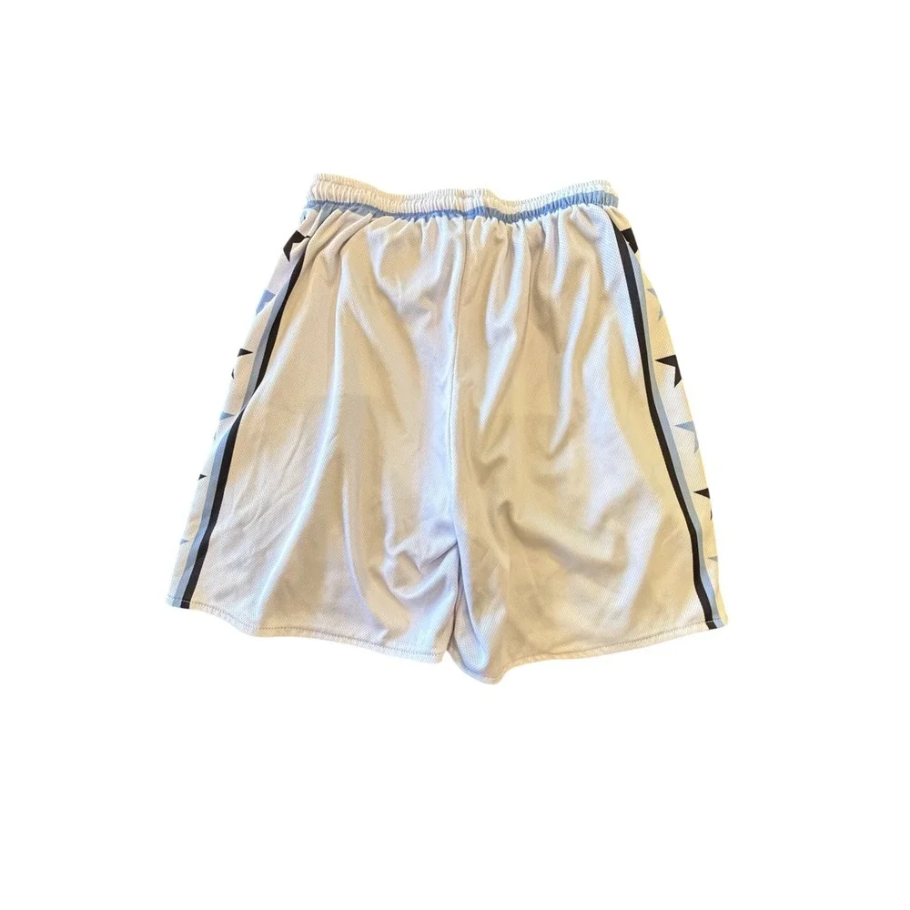 Nike vtg John Wall JW? UNC? Reversible Basketball Shorts White Light Blue‎ Stars